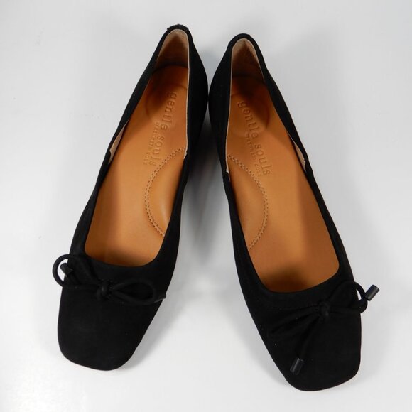 GENTLE SOULS Sailor Bow Ballet Flats Size 6.5 Black Suede Comfort NEW $159 - Picture 11 of 13